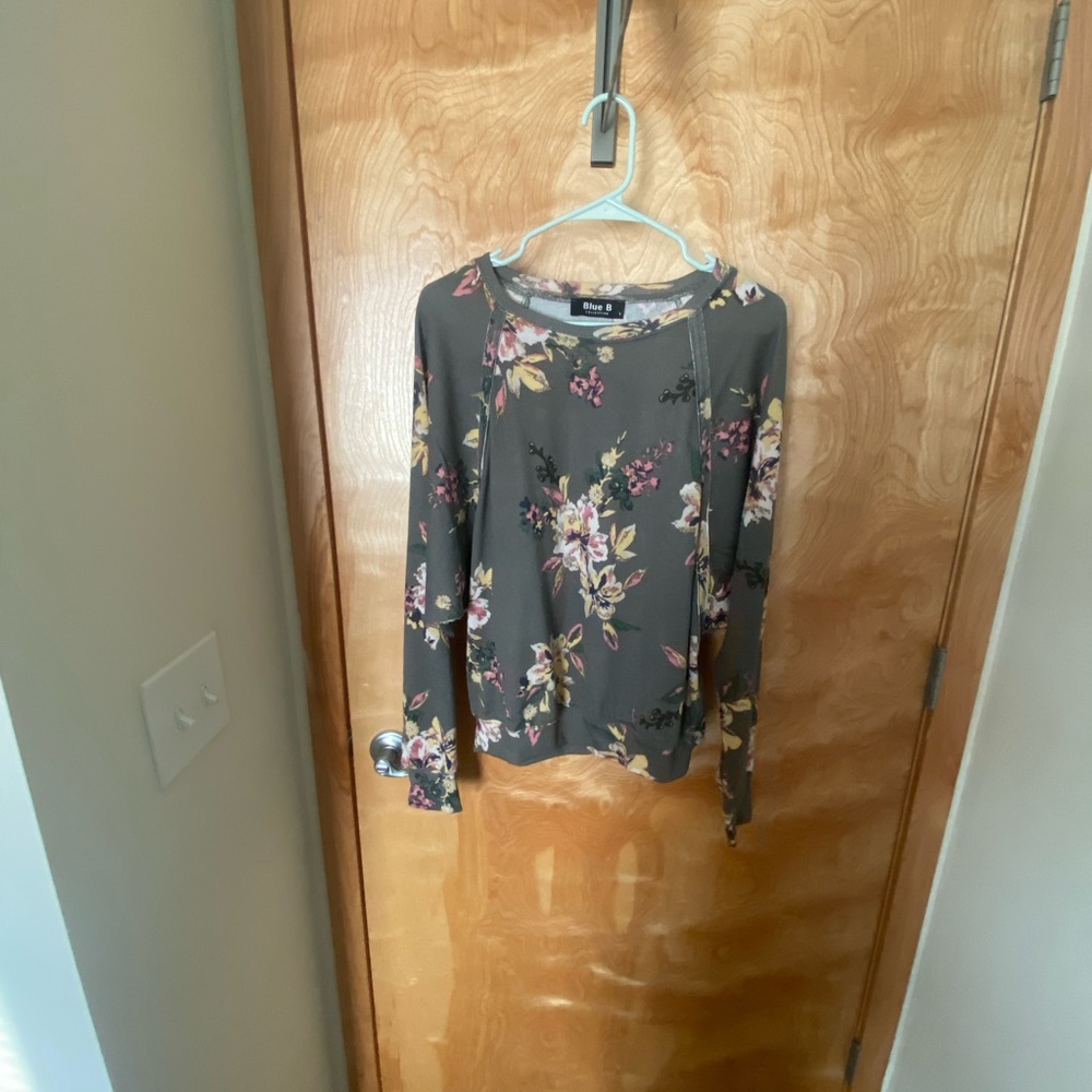 Blue B Gray Floral Sweater